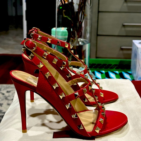 Valentino Garavani Shoes - Valentino Red Rockstud Heels
